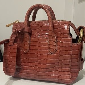 J. Crew Pink Croc Embossed Crossbody Bag